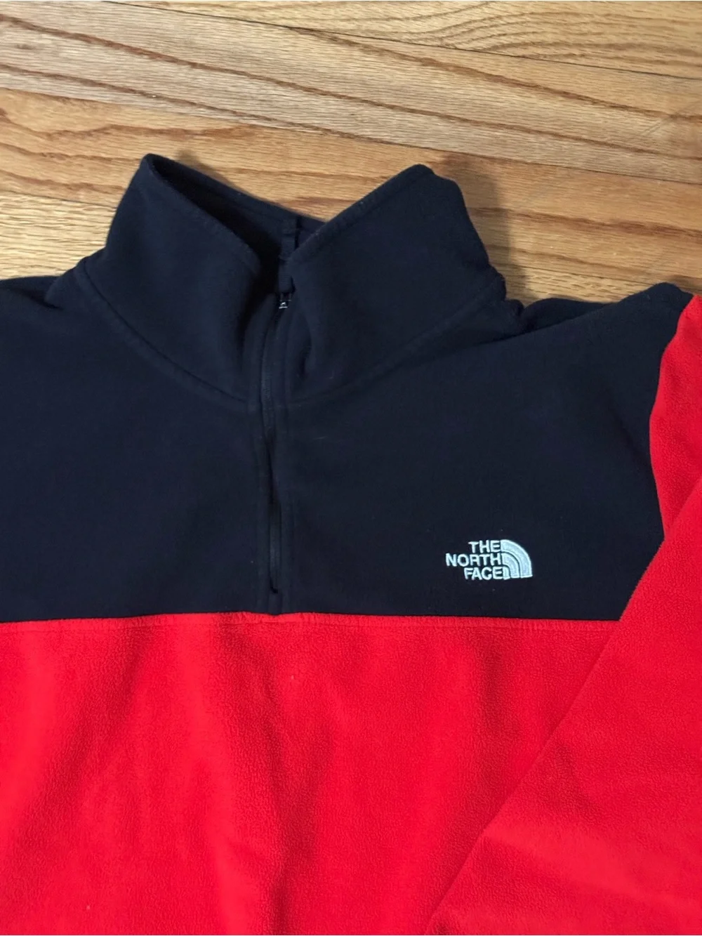 The North Face Red and Black Half-Zip Fleece Pullover